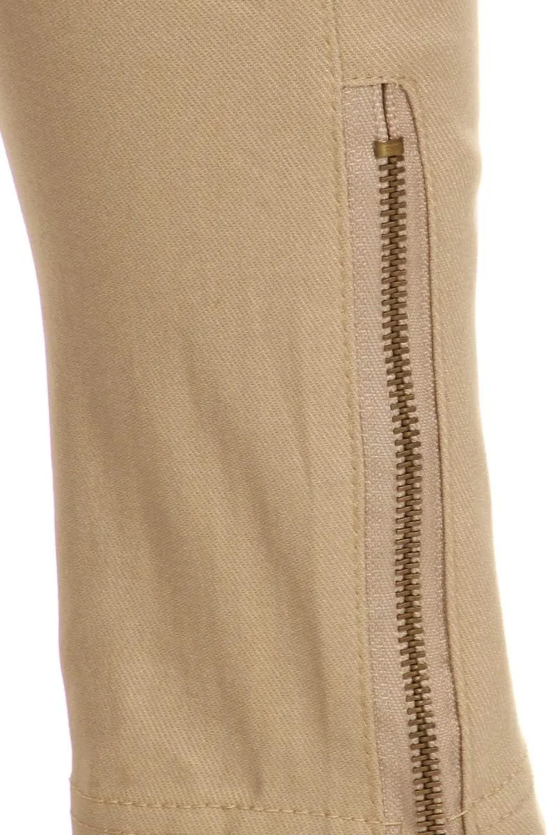 Women's High Waisted Stretch Jeggings - Jean Style Ankle Zipper Tummy Control Pull On Skinny Pants