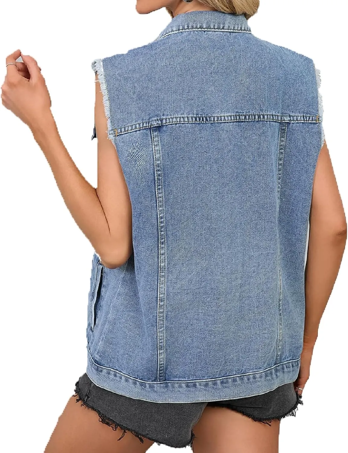 Women's Jean Vest Casual Sleeveless Denim Jacket