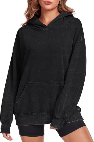 Women's Oversized Hoodies Sweatshirts Vintage Acid Wash Cotton Baggy Spring Fall Outfits Pullover Tops