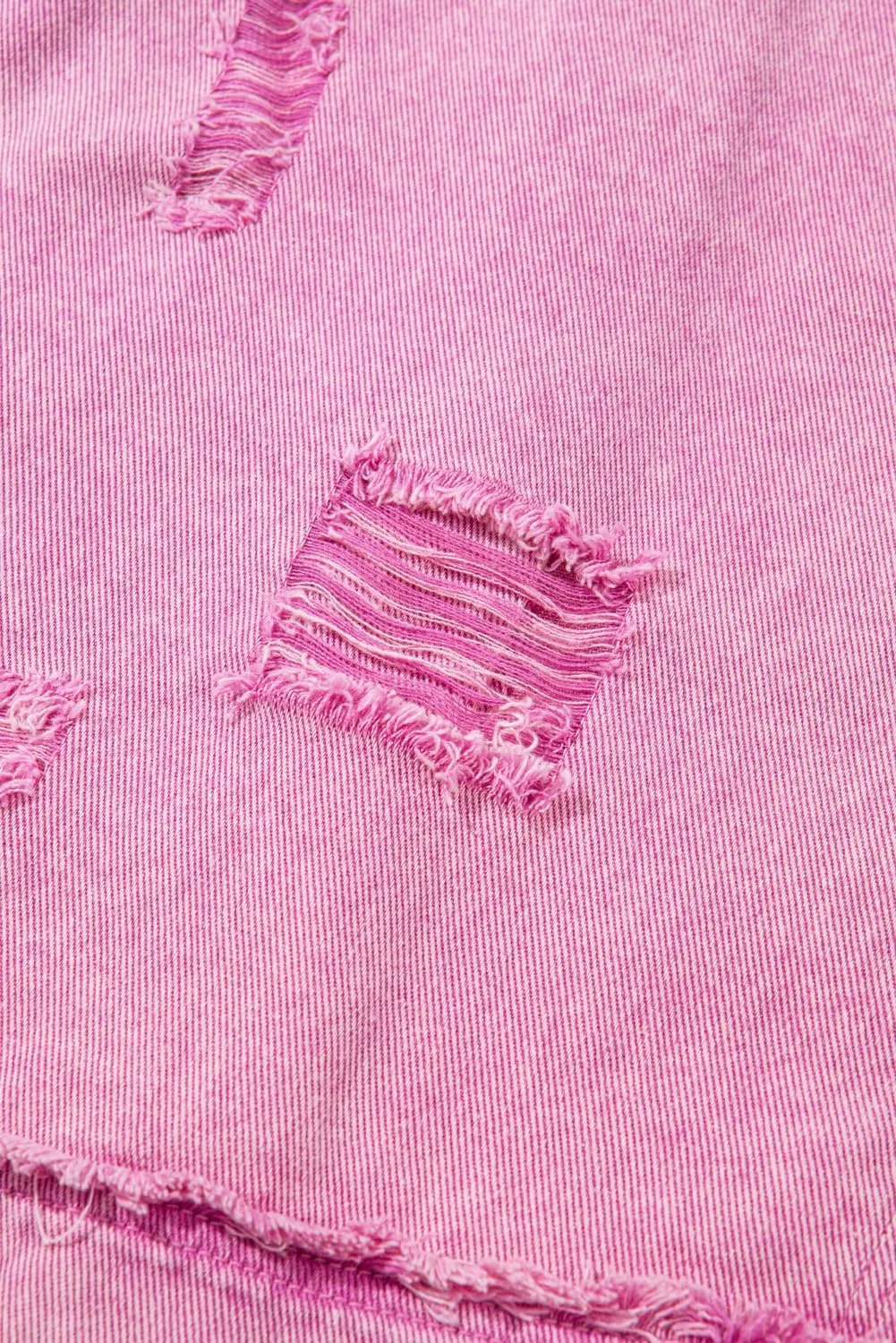 Women's Pink Lace Patchwork Distressed Denim Jacket