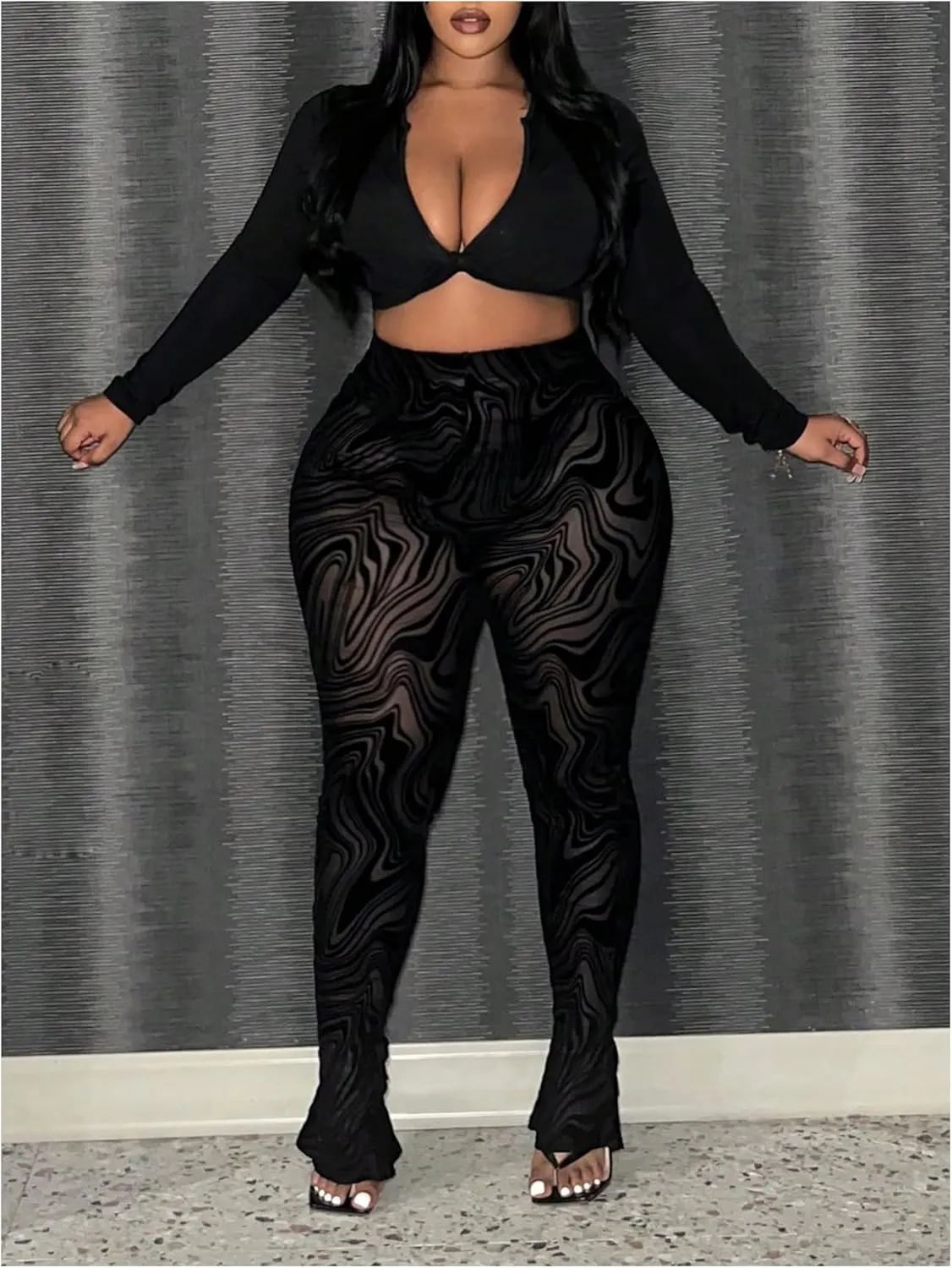 Women's Plus Size Zebra Striped Leggings Sheer Mesh High Waisted Skinny Pants Trousers