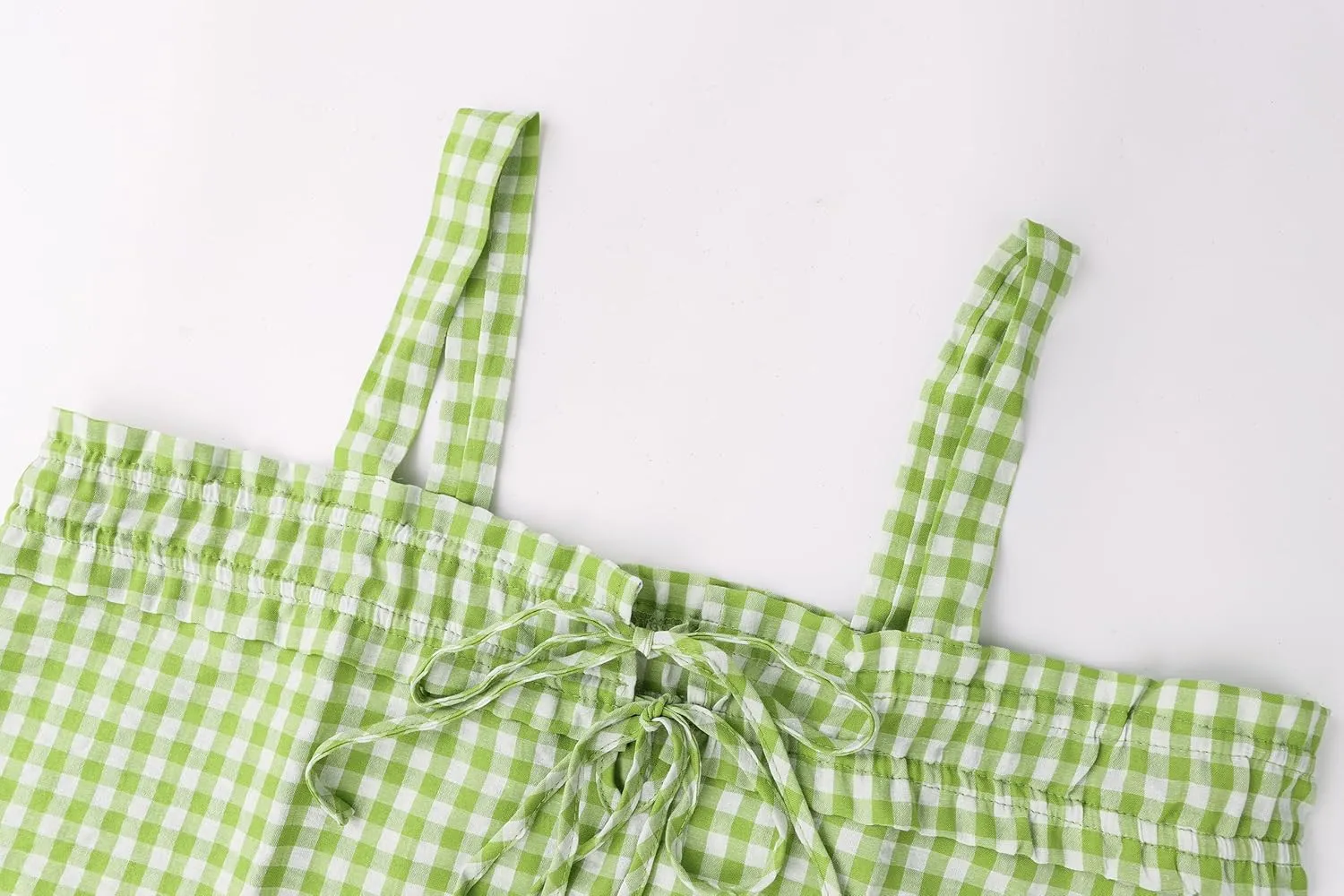 Womens Square Neck Gingham Camisole Summer Spaghetti Strap Backless Cami Shirt Y2k Peplum Babydoll Crop Tank Tops
