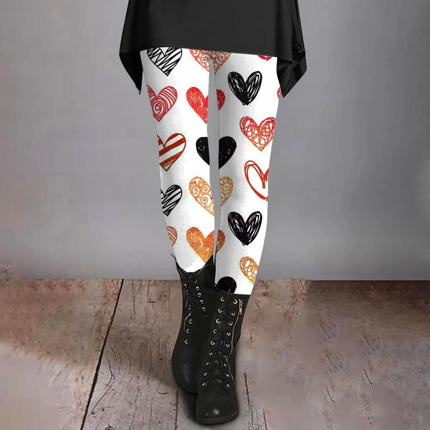 Women's Valentine's Day Yoga Pants Women's Autumn and Winter Leggings Artistic Splash Printed Workout Leggings for