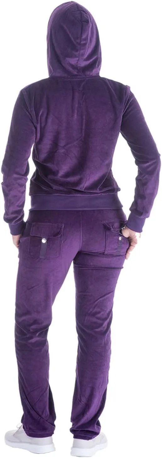 Womens Velour Tracksuit Set Knitted Two Piece Outfits Fashion Zip Up Hoody Sweatshirt and Sweatpants Sweat Suits Sets
