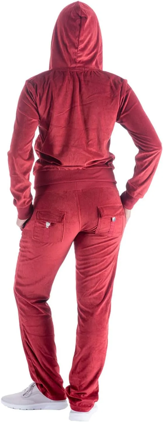 Womens Velour Tracksuit Set Knitted Two Piece Outfits Fashion Zip Up Hoody Sweatshirt and Sweatpants Sweat Suits Sets