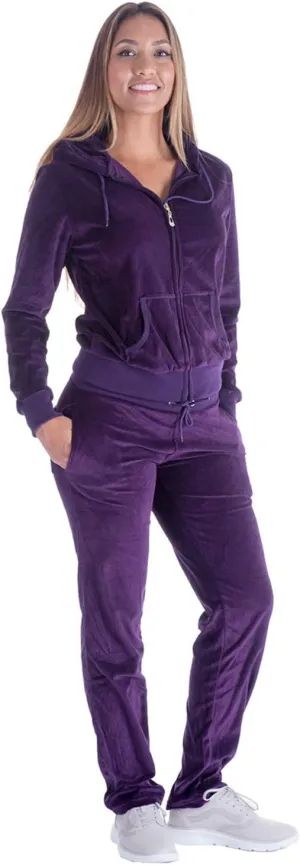 Womens Velour Tracksuit Set Knitted Two Piece Outfits Fashion Zip Up Hoody Sweatshirt and Sweatpants Sweat Suits Sets