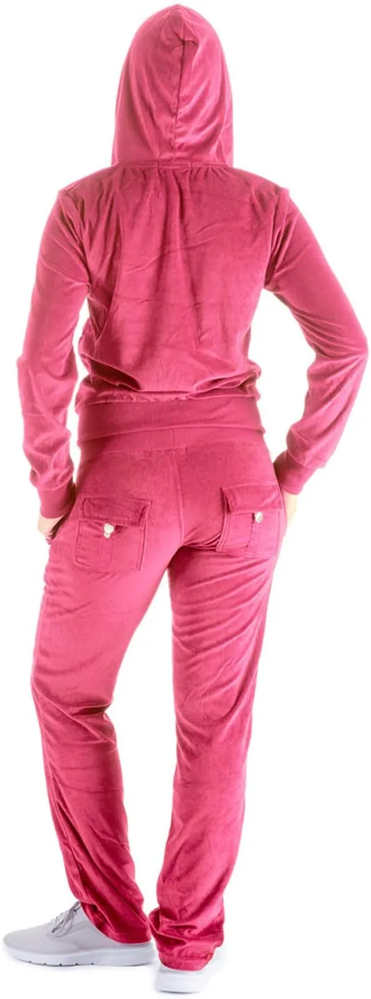 Womens Velour Tracksuit Set Knitted Two Piece Outfits Fashion Zip Up Hoody Sweatshirt and Sweatpants Sweat Suits Sets