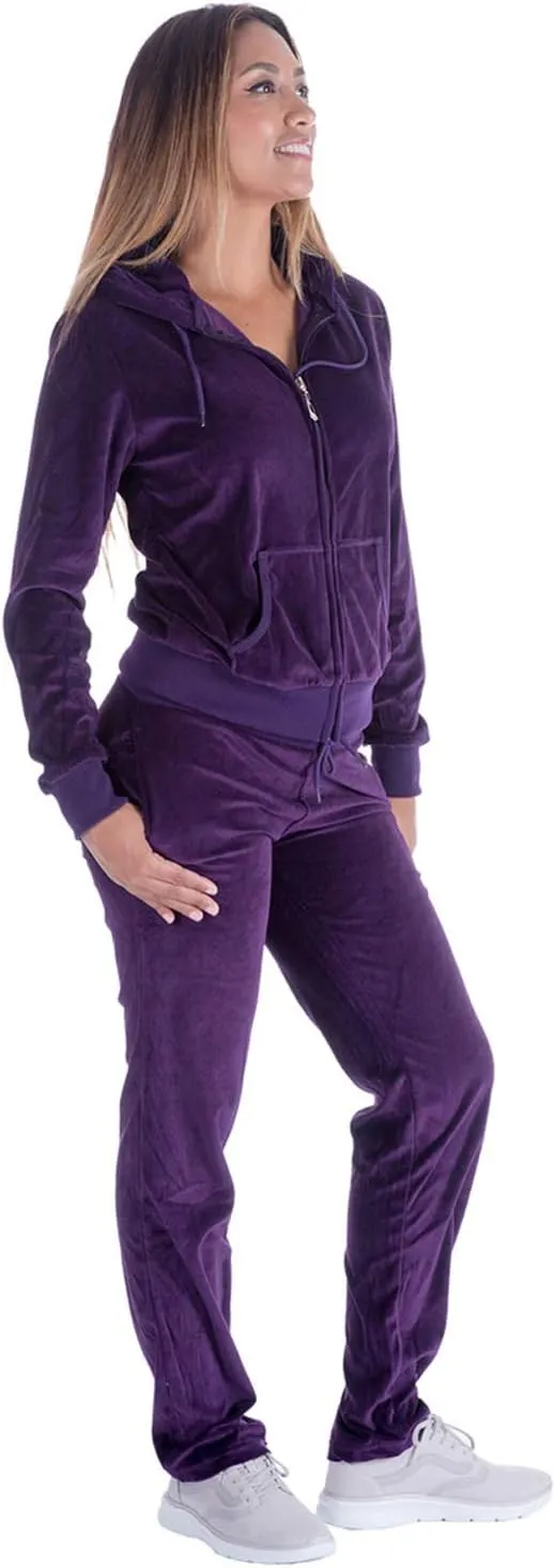 Womens Velour Tracksuit Set Knitted Two Piece Outfits Fashion Zip Up Hoody Sweatshirt and Sweatpants Sweat Suits Sets