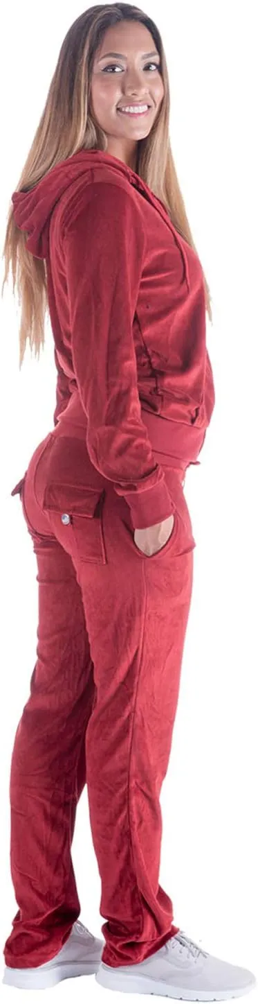 Womens Velour Tracksuit Set Knitted Two Piece Outfits Fashion Zip Up Hoody Sweatshirt and Sweatpants Sweat Suits Sets