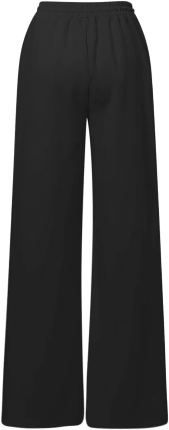 Women's Wide Leg Baggy Sweatpants Solid Fleece Active Wide Legged Joggers High Waist Open Bottom Straight Leg Loose