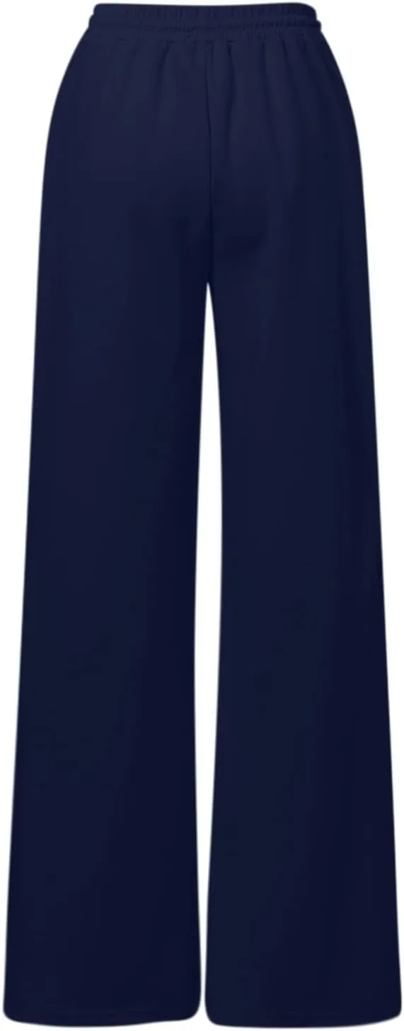 Women's Wide Leg Baggy Sweatpants Solid Fleece Active Wide Legged Joggers High Waist Open Bottom Straight Leg Loose