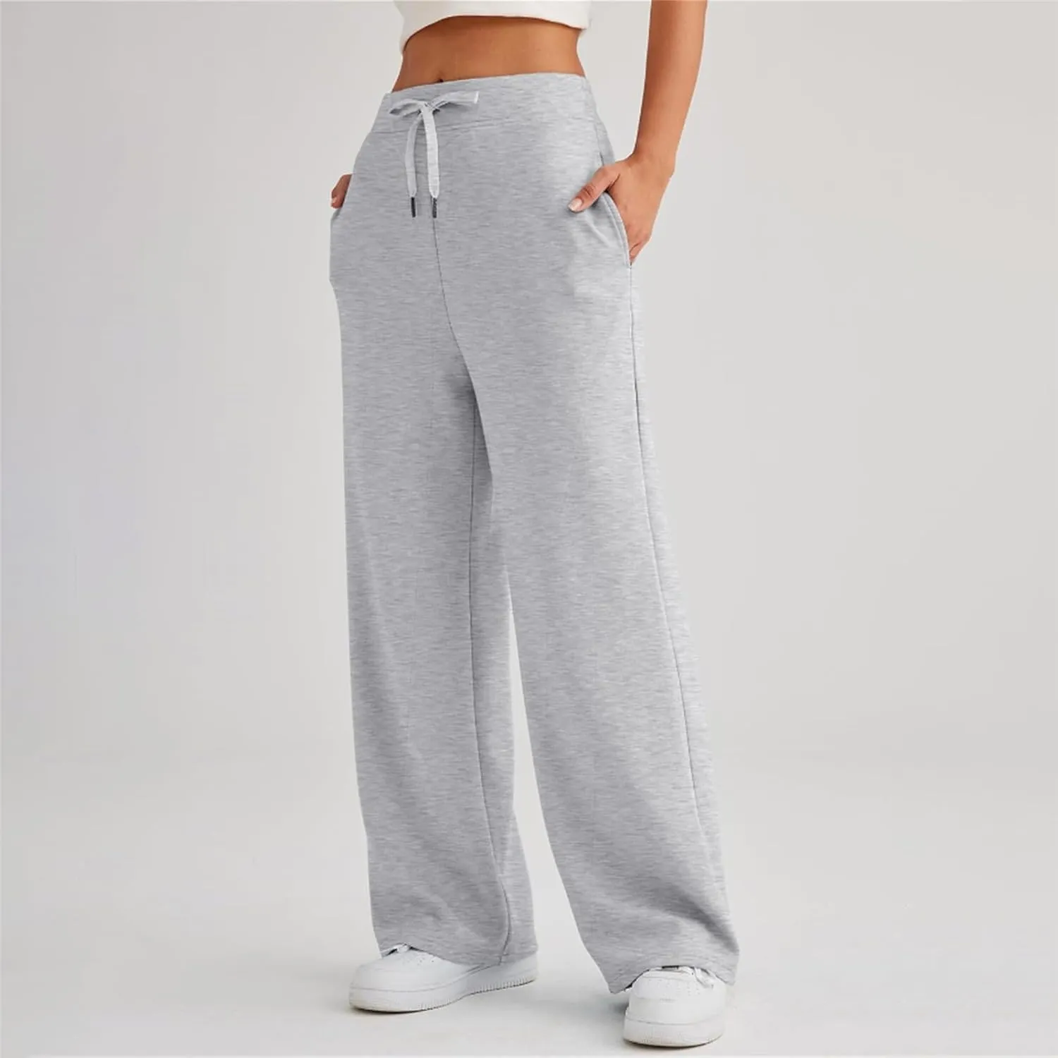 Womens Yoga Pants with Drawstring Pockets Straight-Leg Loose Comfy Modal Lounge Running Active Casual Sweatpants