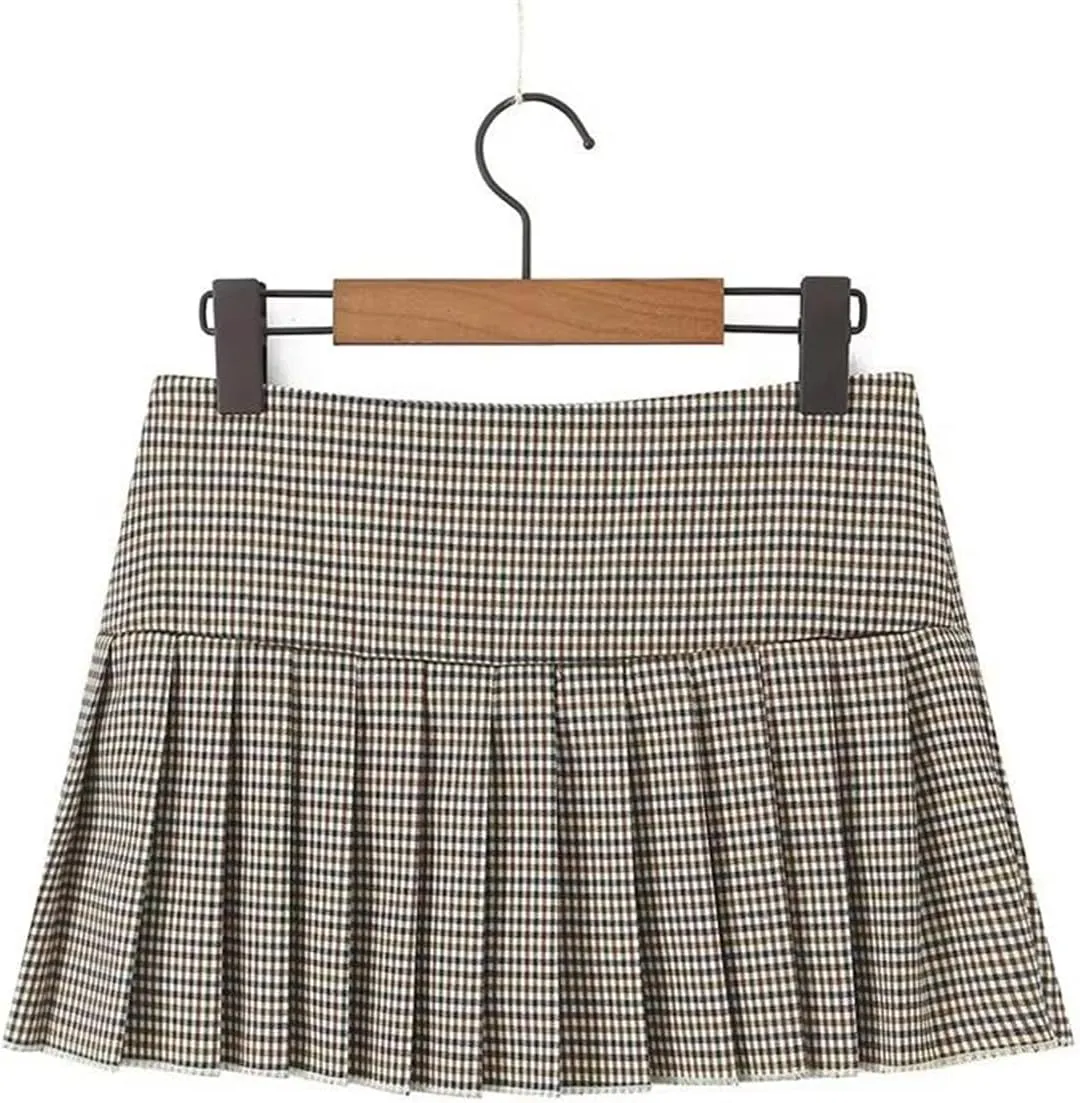 Y2K Black Striped Pleated Mini Skirt with Side Zipper and Bow Detail