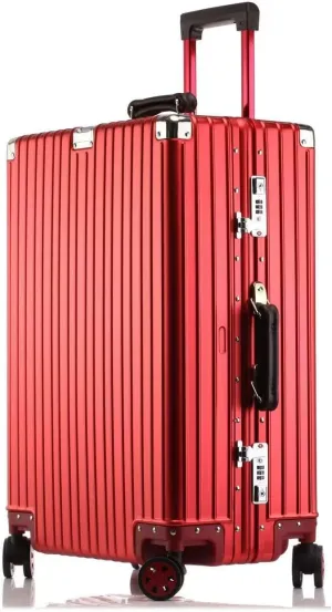 YARVIONAAluminum Carry On Luggage,Hard Shell Spinner Suitcase withTSA Lock Lightweight Business Travel Suitcase,No Zippers,Airline Approved Cabin Luggage (Red(All Aluminum), Carry-On-20-Inch)