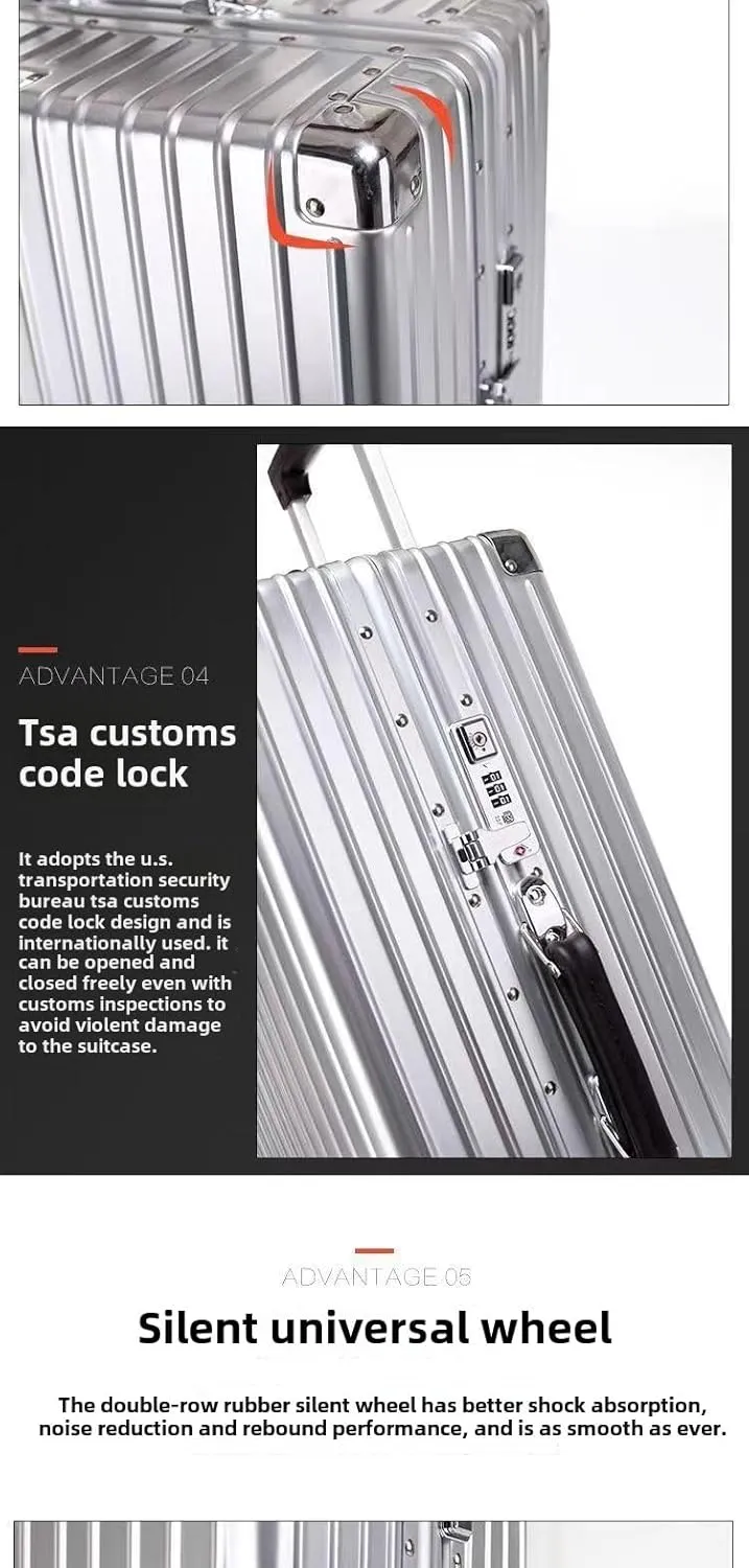YARVIONAAluminum Carry On Luggage,Hard Shell Spinner Suitcase withTSA Lock Lightweight Business Travel Suitcase,No Zippers,Airline Approved Cabin Luggage (Red(Pc All Aluminum, Carry-On-20-Inch)