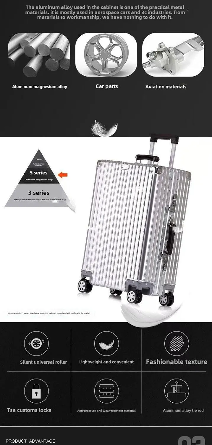 YARVIONAAluminum Carry On Luggage,Hard Shell Spinner Suitcase withTSA Lock Lightweight Business Travel Suitcase,No Zippers,Airline Approved Cabin Luggage (Red(Pc All Aluminum, Carry-On-20-Inch)