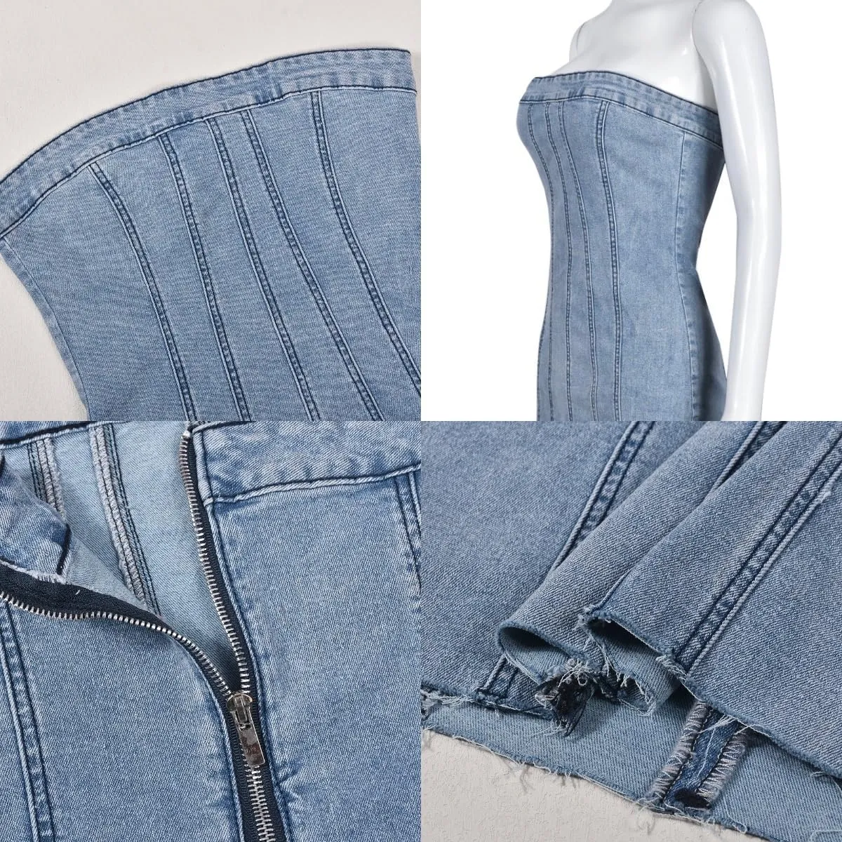 YELLOOP Y2k Mini Dress Denim Tube Dress for Women Trendy Club Dresses for Women Going Out Dresses for Women