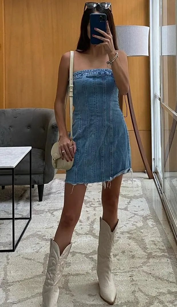YELLOOP Y2k Mini Dress Denim Tube Dress for Women Trendy Club Dresses for Women Going Out Dresses for Women