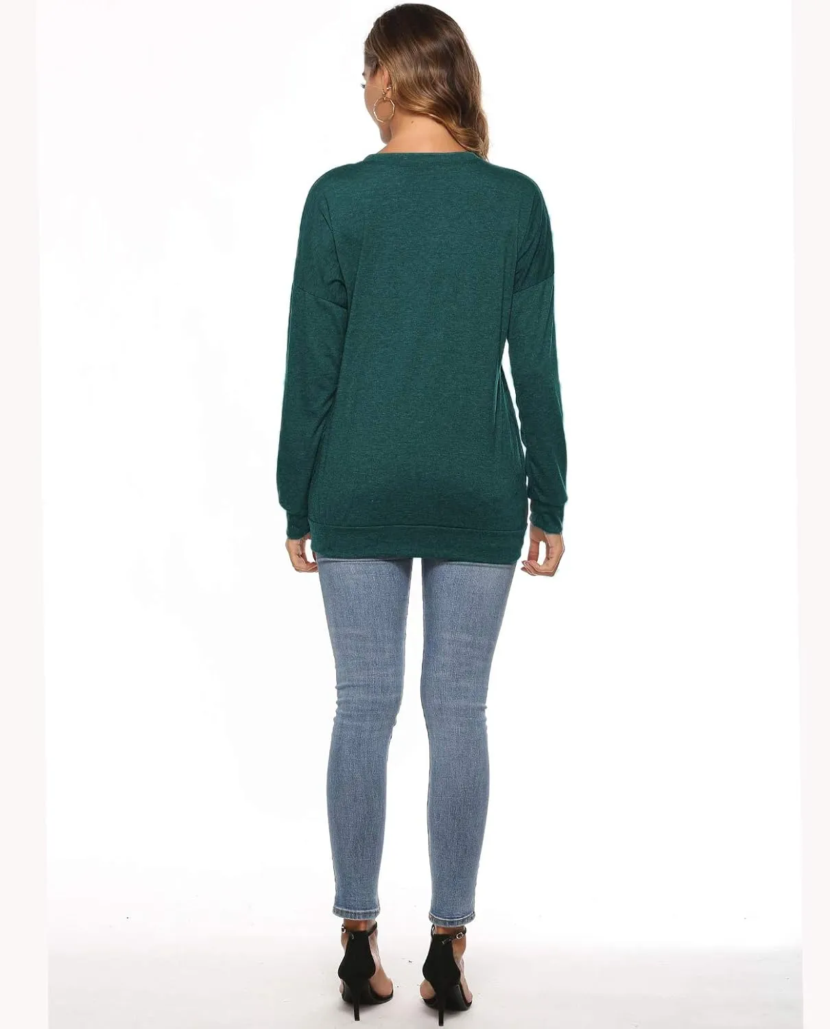 ZILIN Women's Casual Letter Print Crewneck T-Shirt Long Sleeve Tunic Tops Sweatshirt with Pockets