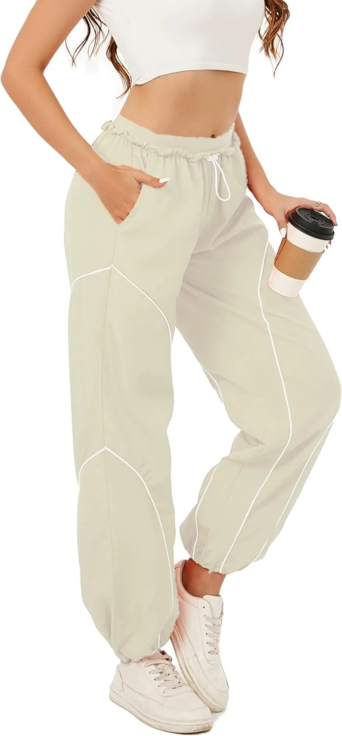 Zontroldy Cargo Pants Women Parachute Pants Y2K Baggy Casual High Waist Wide Leg Track Pants Streetwear