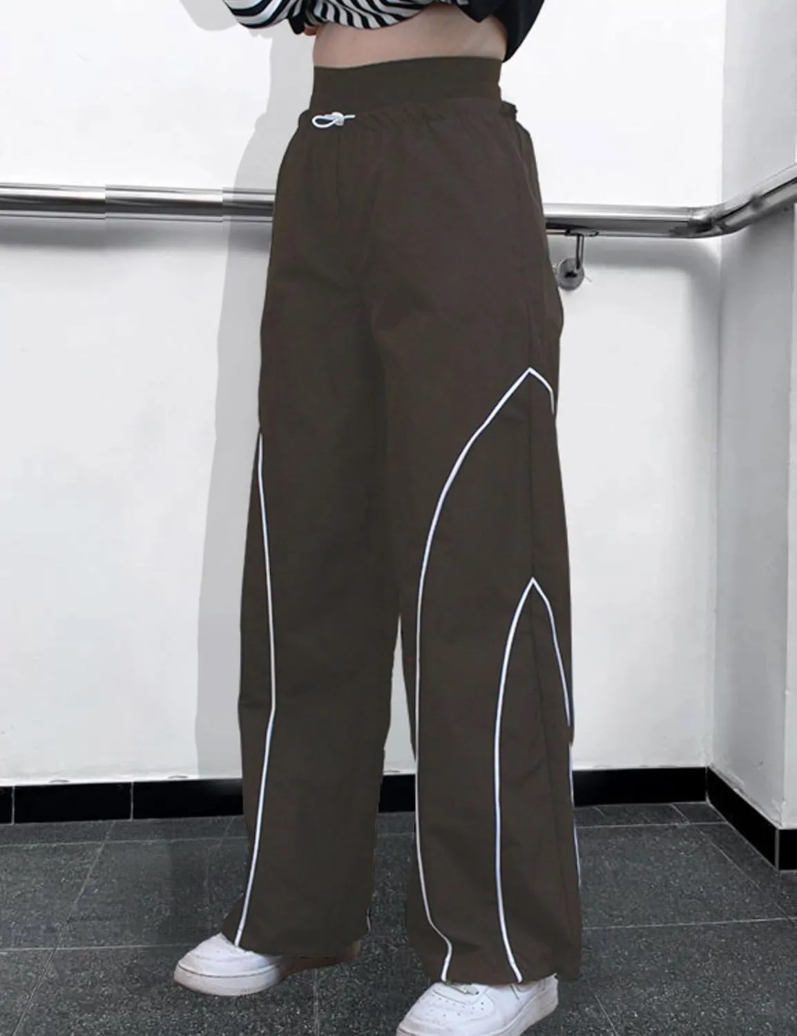 Zontroldy Cargo Pants Women Parachute Pants Y2K Baggy Casual High Waist Wide Leg Track Pants Streetwear