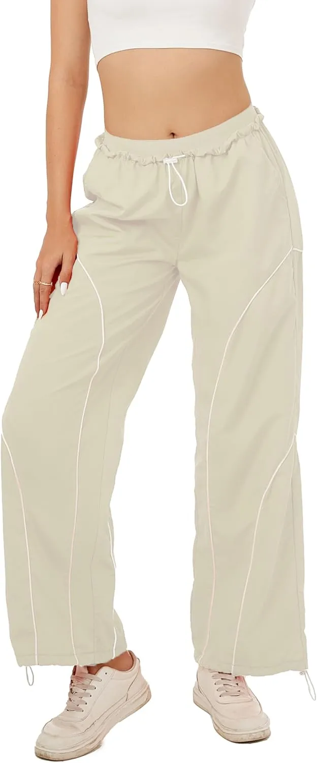 Zontroldy Cargo Pants Women Parachute Pants Y2K Baggy Casual High Waist Wide Leg Track Pants Streetwear