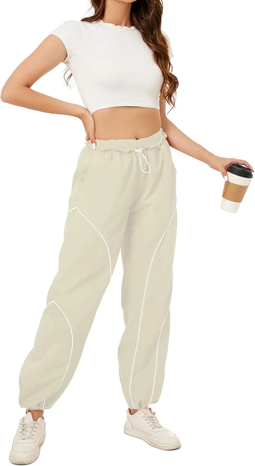 Zontroldy Cargo Pants Women Parachute Pants Y2K Baggy Casual High Waist Wide Leg Track Pants Streetwear