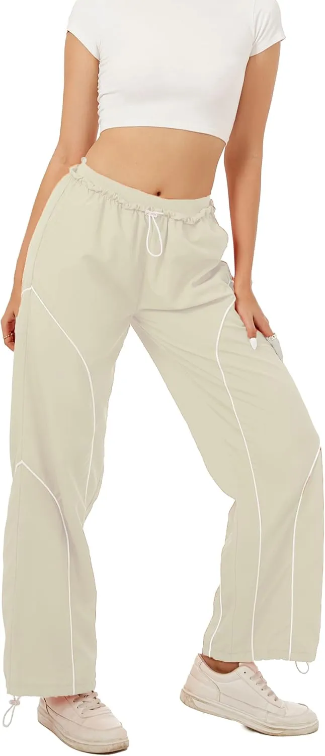 Zontroldy Cargo Pants Women Parachute Pants Y2K Baggy Casual High Waist Wide Leg Track Pants Streetwear