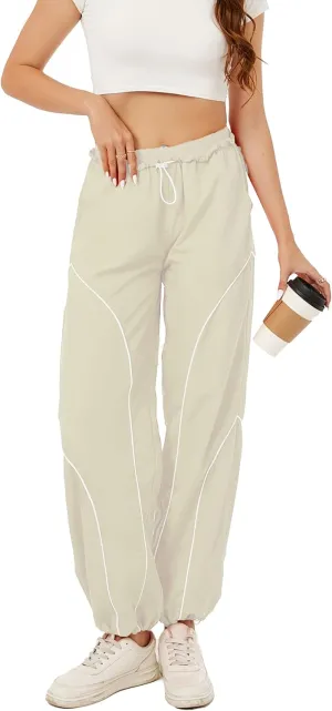Zontroldy Cargo Pants Women Parachute Pants Y2K Baggy Casual High Waist Wide Leg Track Pants Streetwear